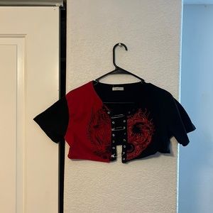 short sleeve mixed colored crop top!